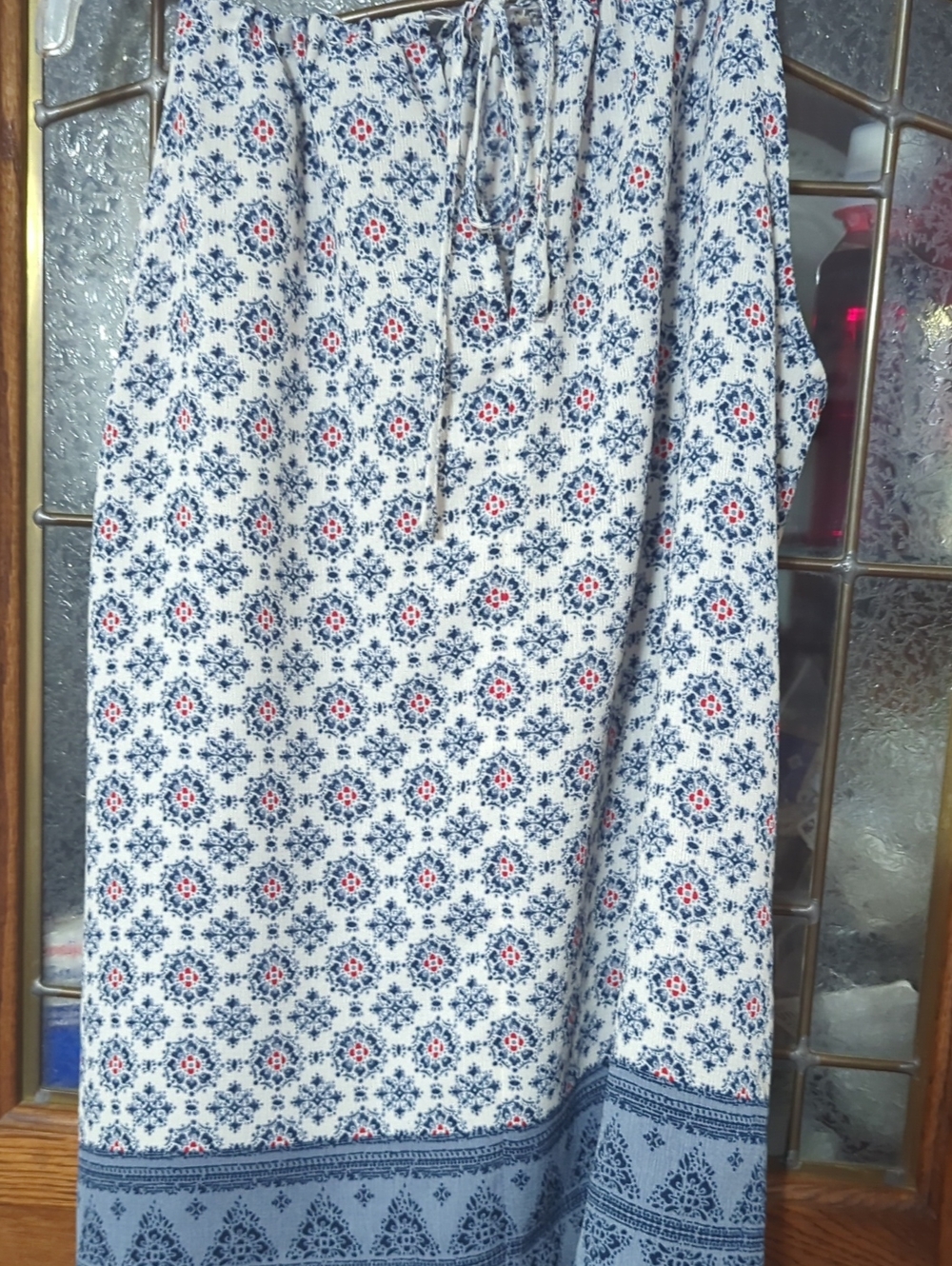 Ann Taylor Factory White Tank with Blue and Pink Medallion Print